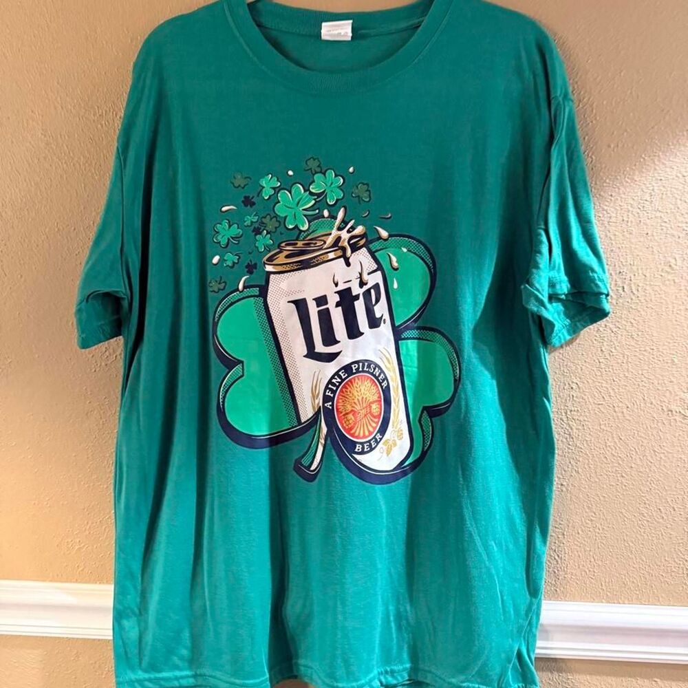 Men's Green Miller Lite St. Patrick's Day T-shirt, Size XL